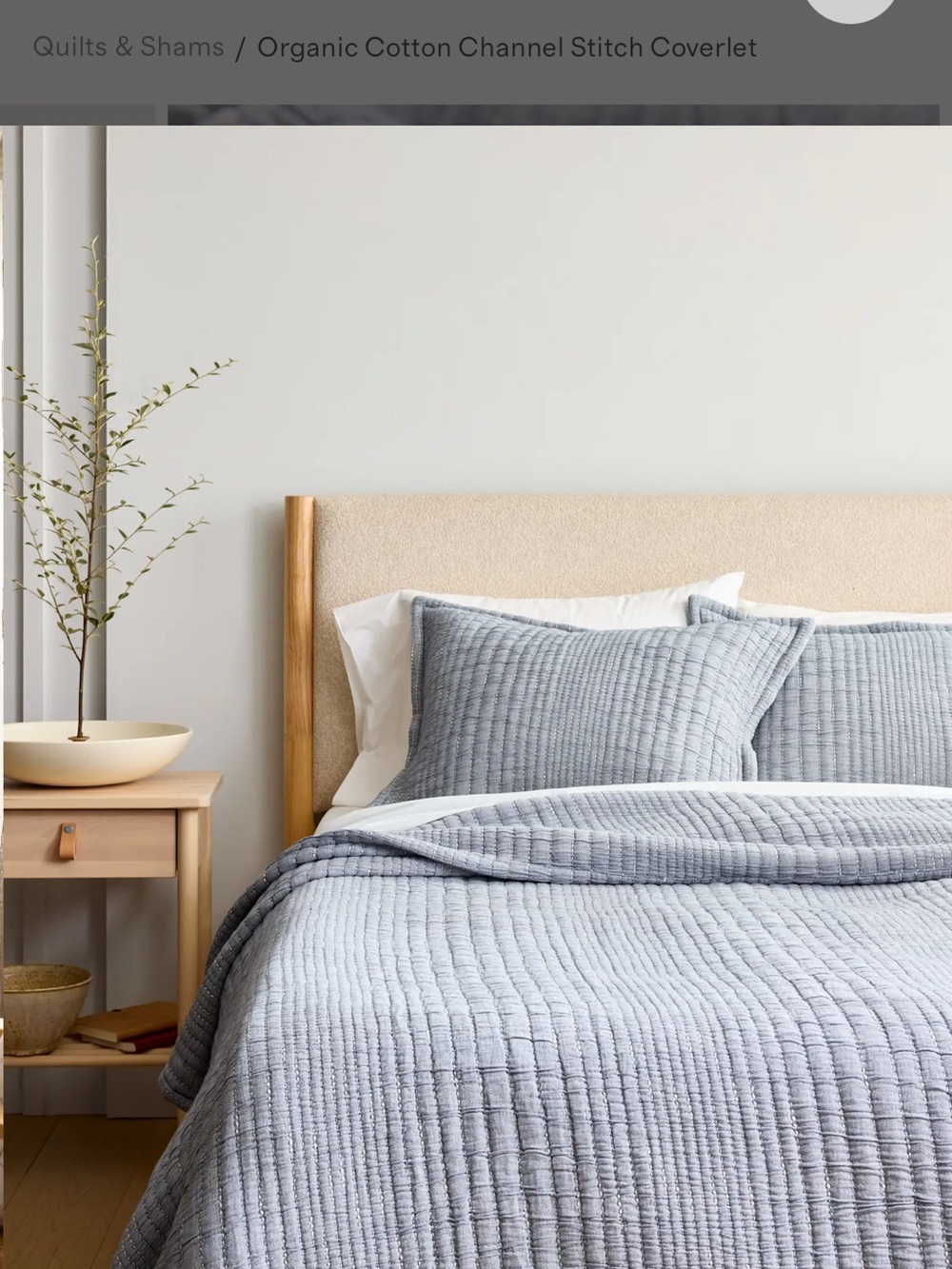 NWT Quince Organic Cotton Channel Stitch Gray Blue Coverlet!